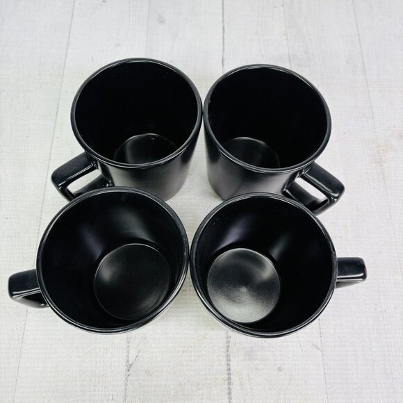 Stone + Lain CELINA Matte Black Modern Coupe 12oz Stoneware Cups Mugs Set of 4 - Picture 7 of 16